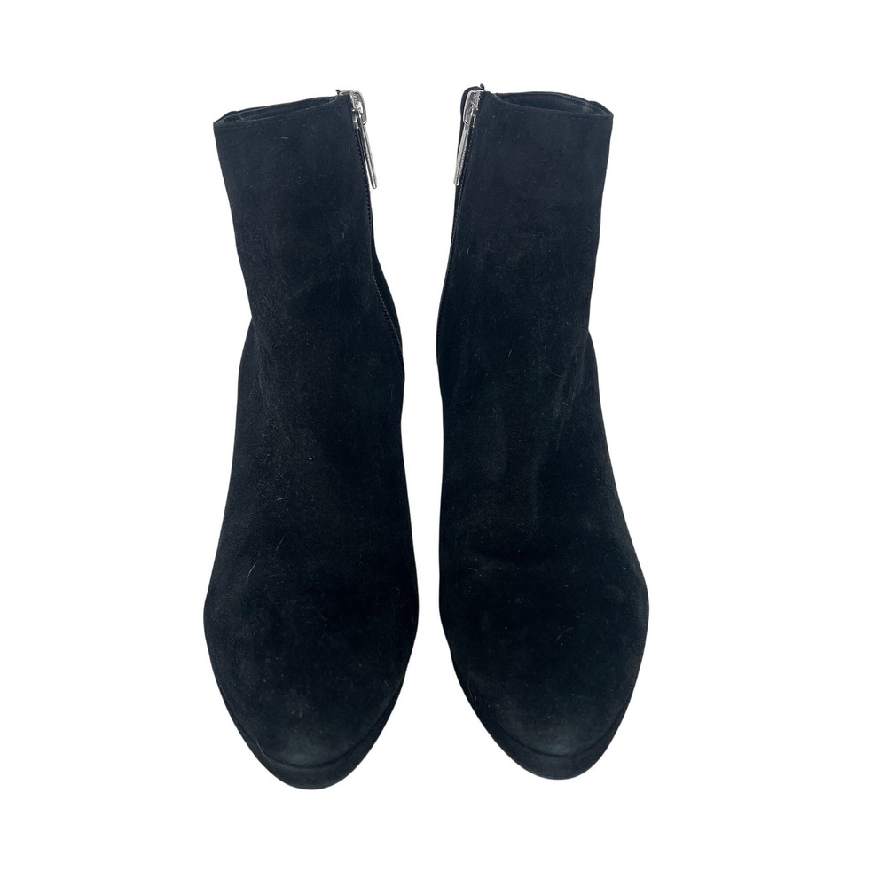 Aquatalia Black Suede Platform Ankle Boots Almond Toe Size 9 - Picture 5 of 12